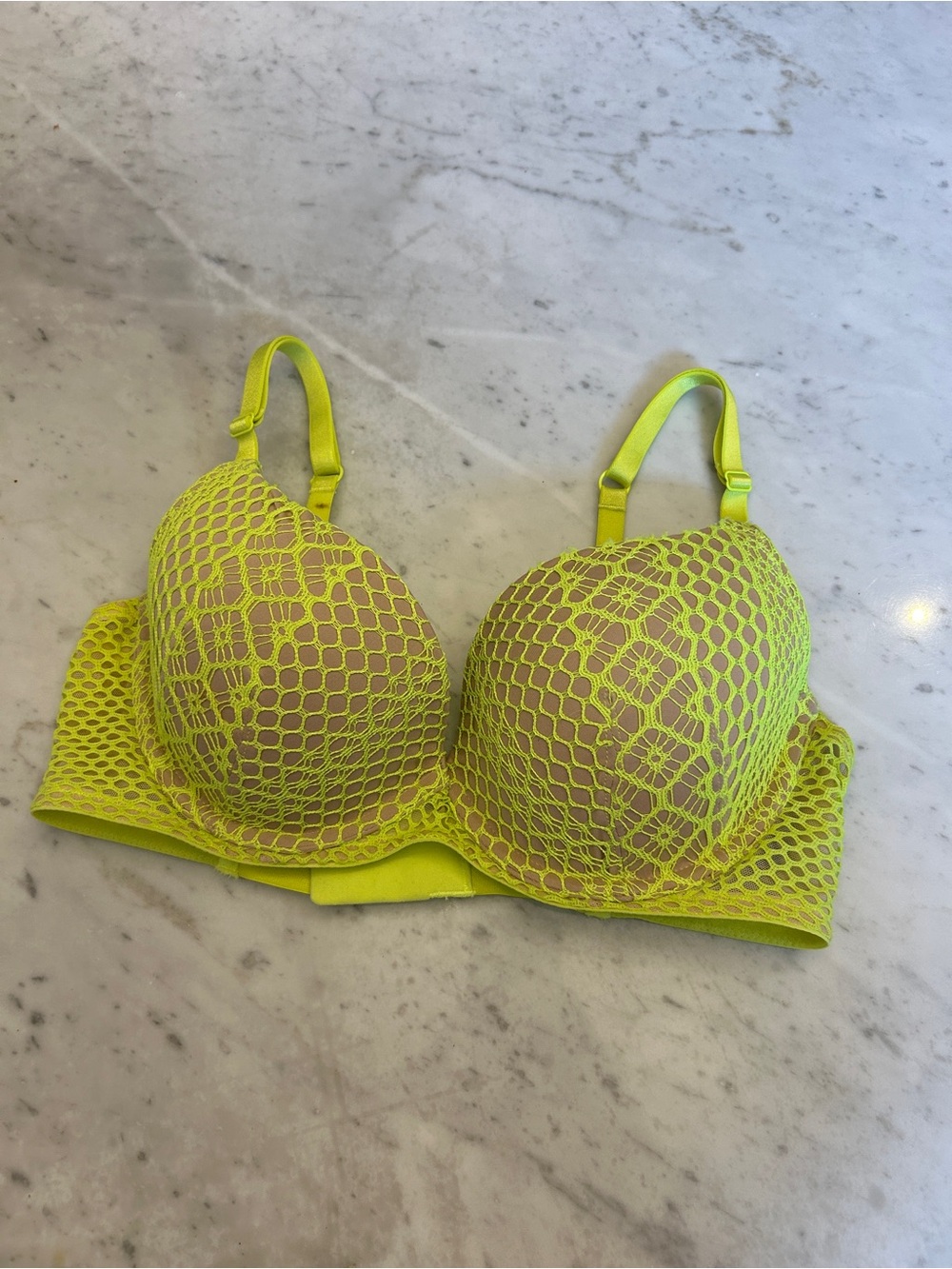 Victoria's Secret Neon Lime Lace Push-Up Bra